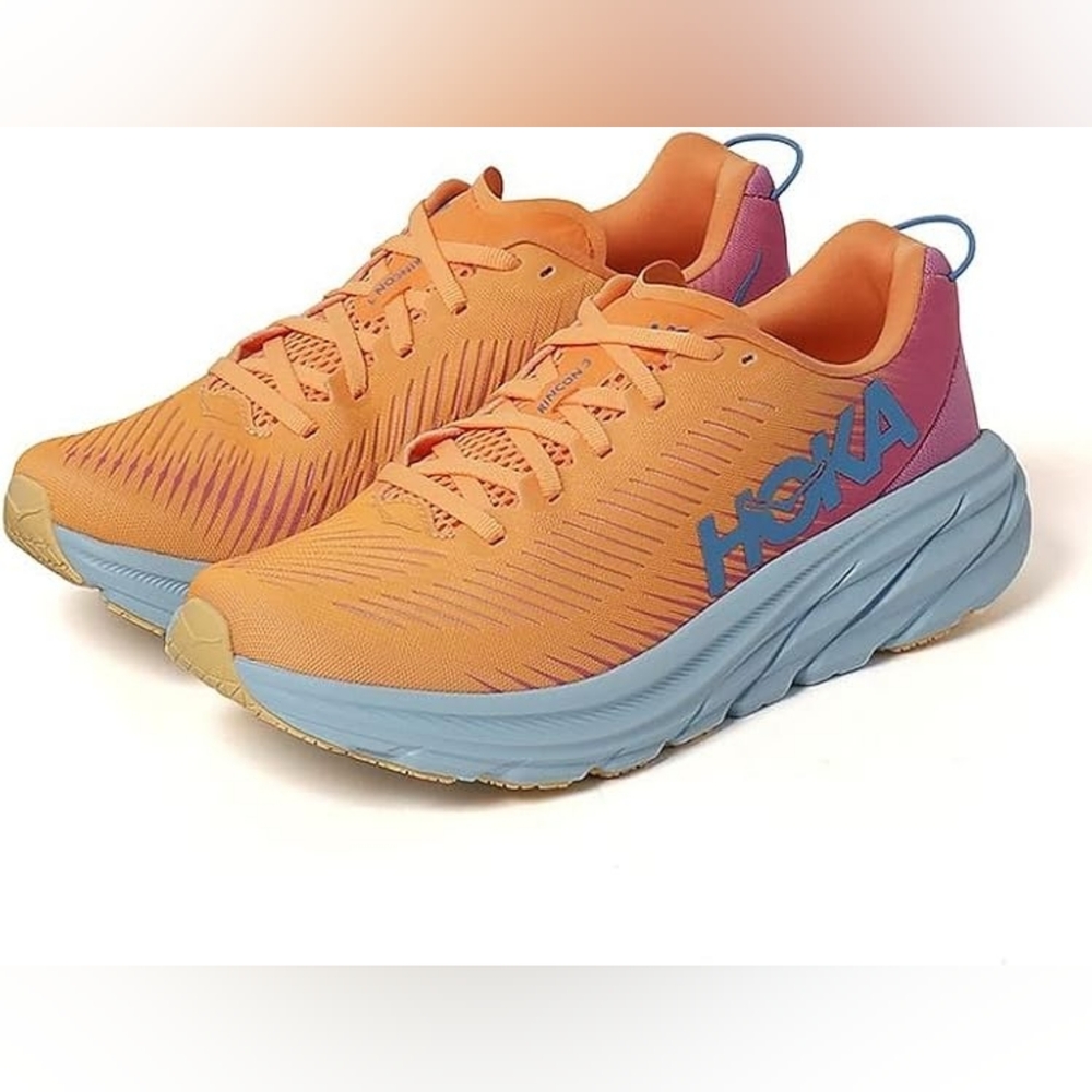 EUC Hoka Rincon 3 Lightweight Running Shoe Orange and Purple Women's Size 10.5 B